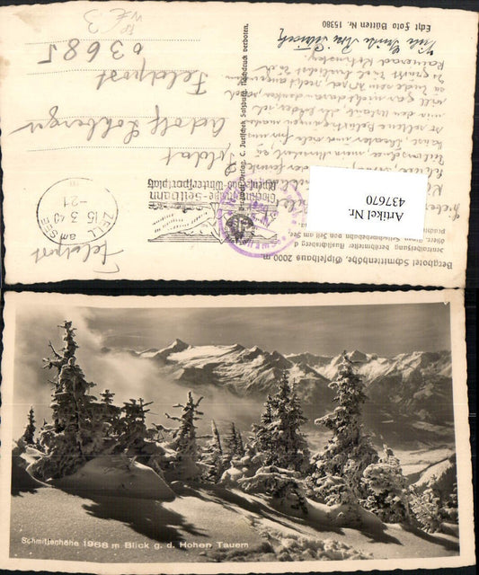 437670,Schmittenhöhe b. Zell am See geg. Hohe Tauern Bergkulisse Feldpost Nr. 03685