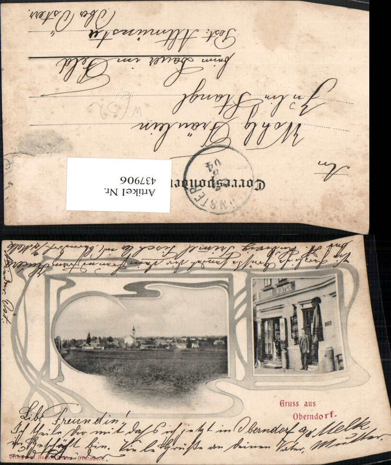 437906,Litho Gruß aus Oberndorf an der Melk Geschäft August Winter Scheibbs
