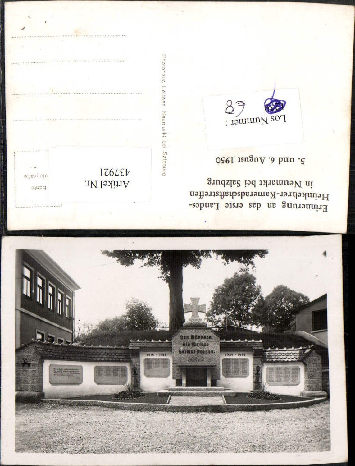 437921, Neumarkt near Salzburg, Memorial to the State Repatriation Fellowship Meeting 1950
