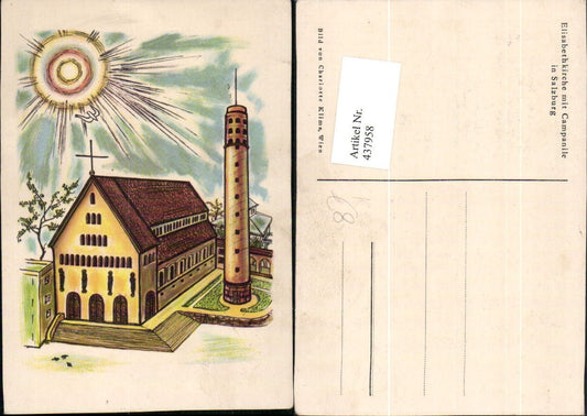 437958,Künstler AK Charlotte Klima Salzburg Elisabethkirche m. Campanile Sonne