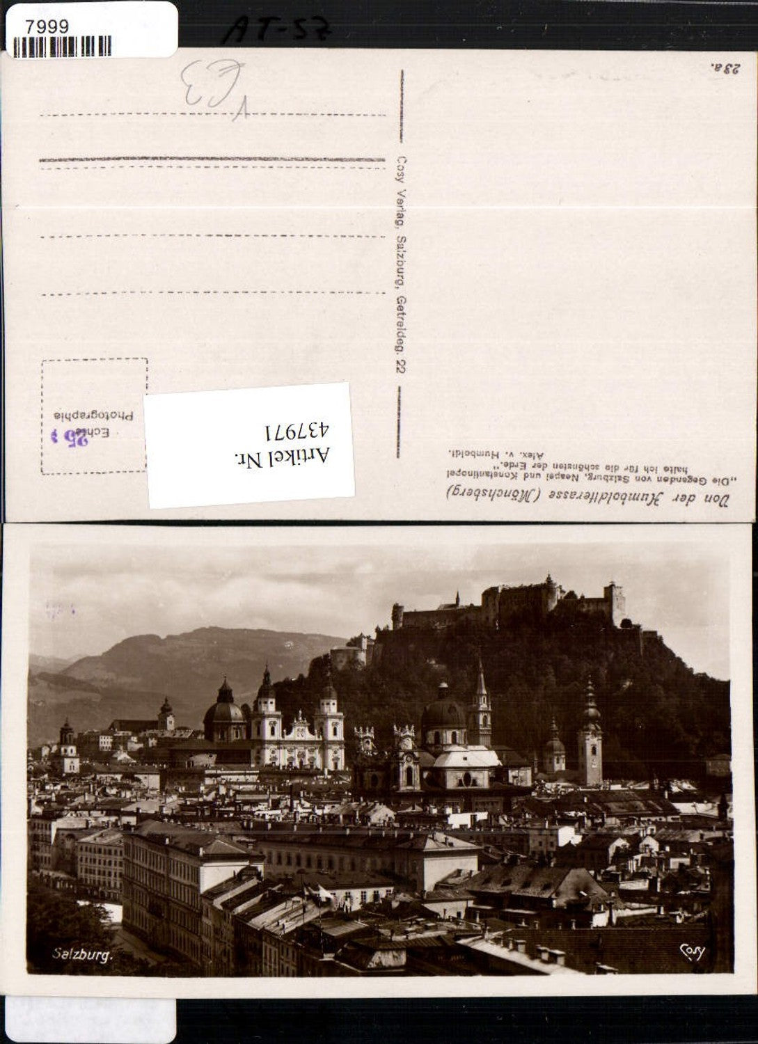 437971,Salzburg Teilansicht m. Festung von d. Humboldtterrasse pub Cosy