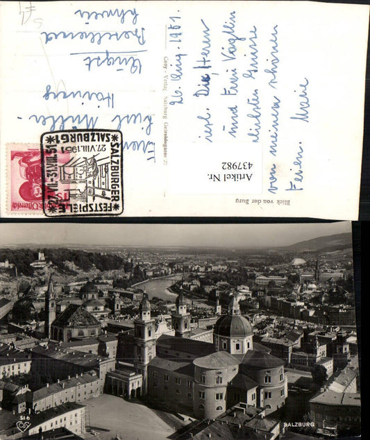 437982,Salzburg Teilansicht von d. Festung Kirche Festspiele 1951 pub Cosy 51b