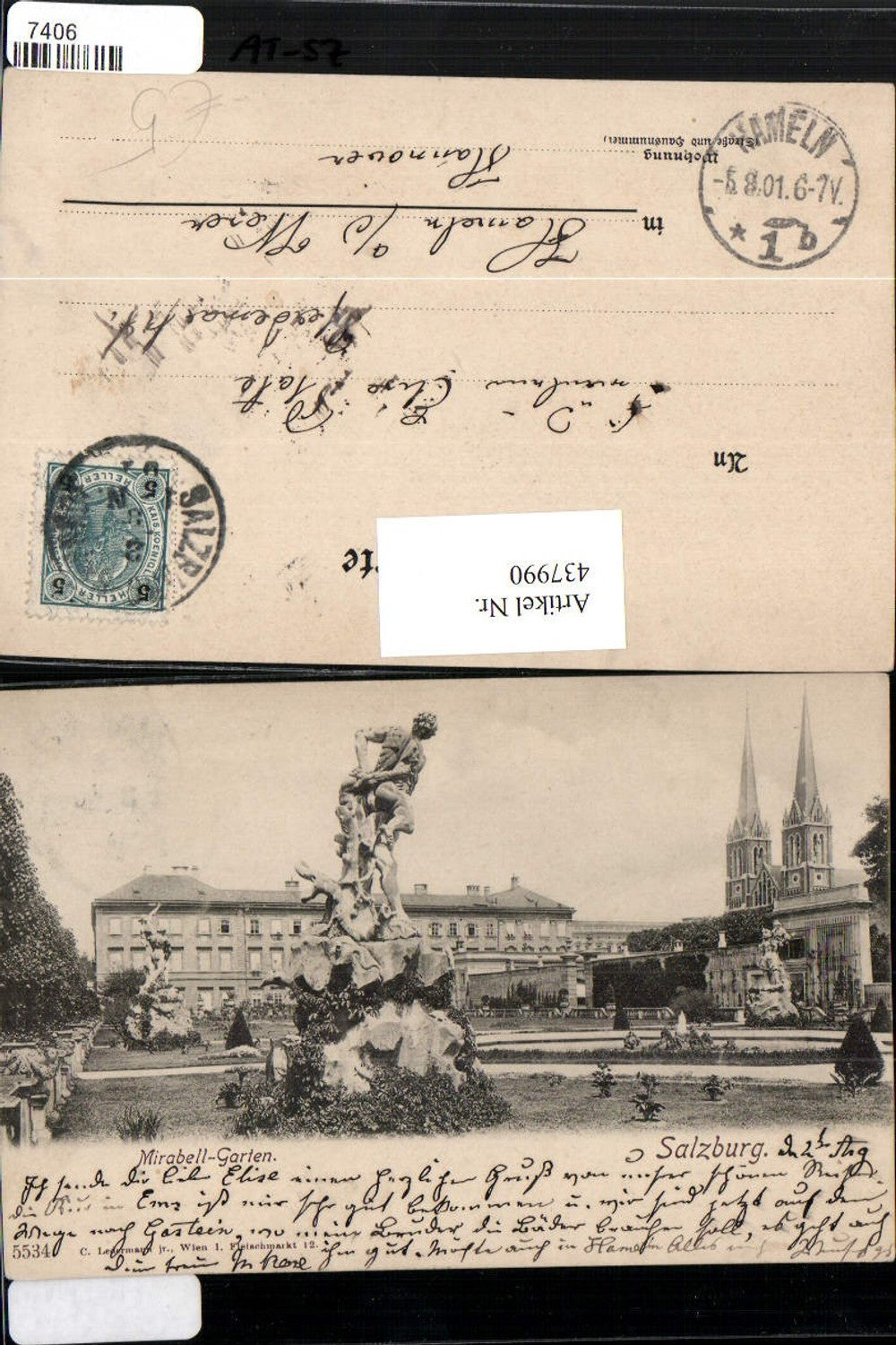 437990,Salzburg Mirabell-Garten Statue Kirche