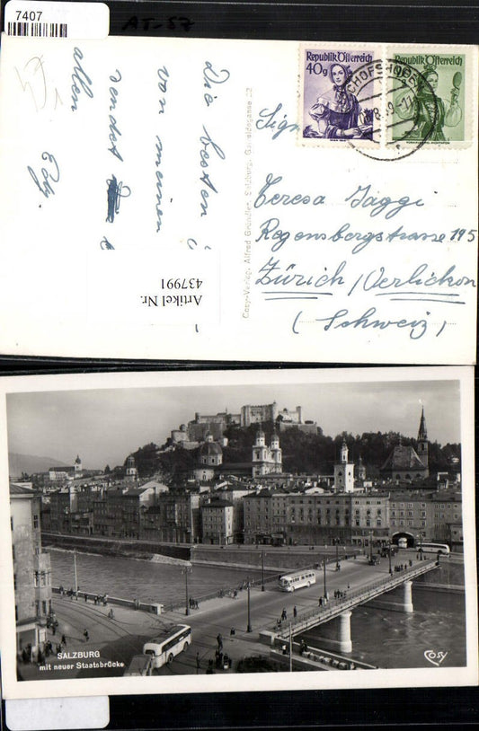 437991,Salzburg Teilansicht m. Festung Staatsbrücke Brücke pub Cosy
