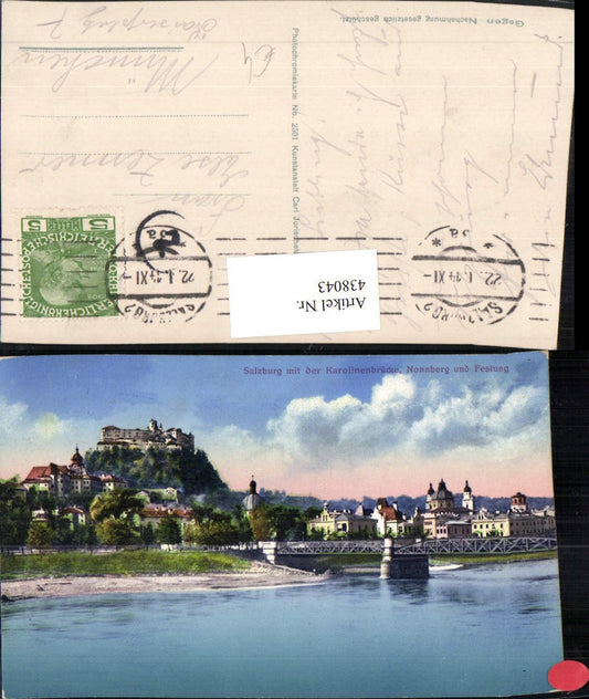 438043,Salzburg Teilansicht m. Festung Karolinenbrücke Brücke