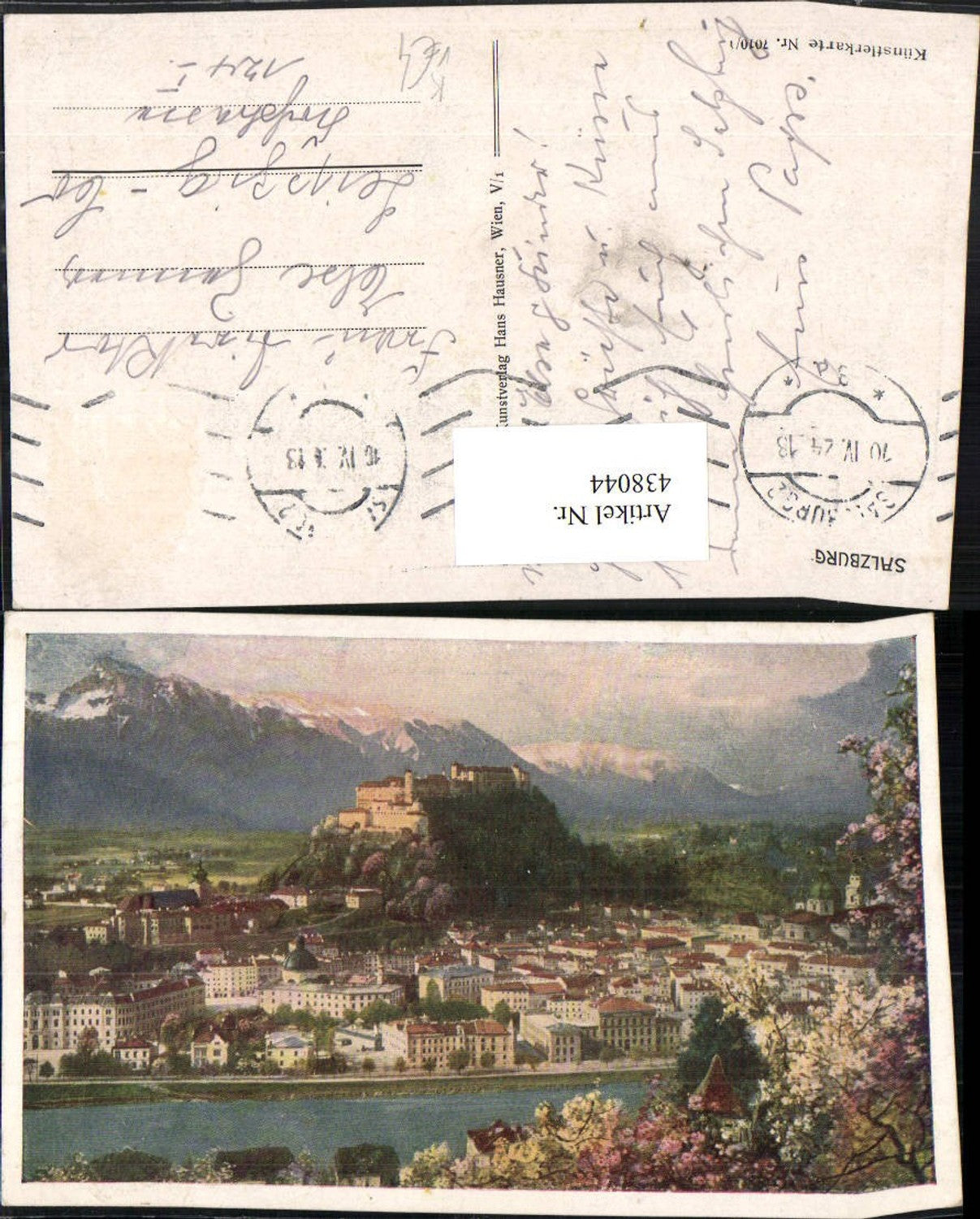 438044,Künstler AK Salzburg Totale m. Festung Bergkulisse pub Hans Hausner 7010/1