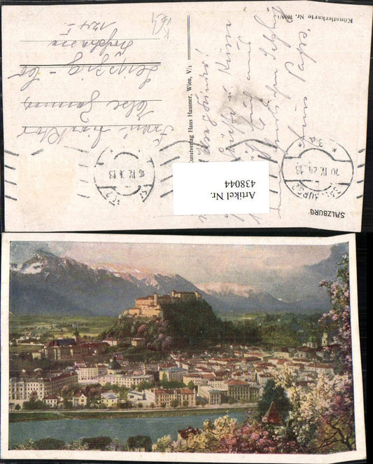 438044,Künstler AK Salzburg Totale m. Festung Bergkulisse pub Hans Hausner 7010/1