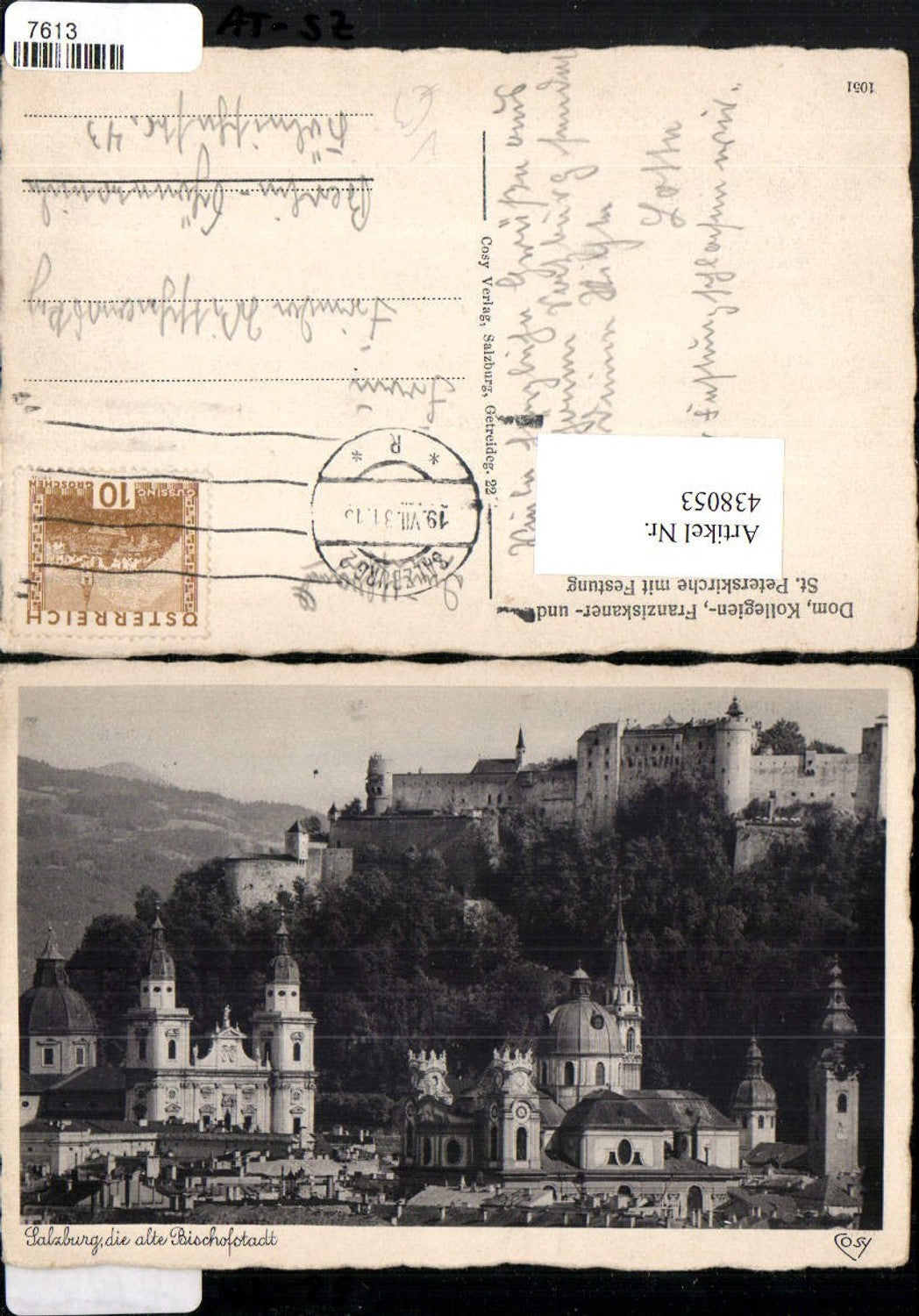 438053,Salzburg Teilansicht Dom Kirchen m. Festung pub Cosy