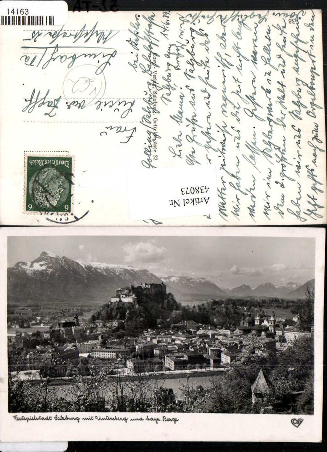 438073,Salzburg Totale m. Festung geg. Untersberg Bergkulisse pub Cosy