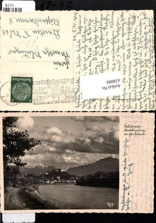 438088,Salzburg Teilansicht m. Festung Fluss Bergkulisse pub Cosy