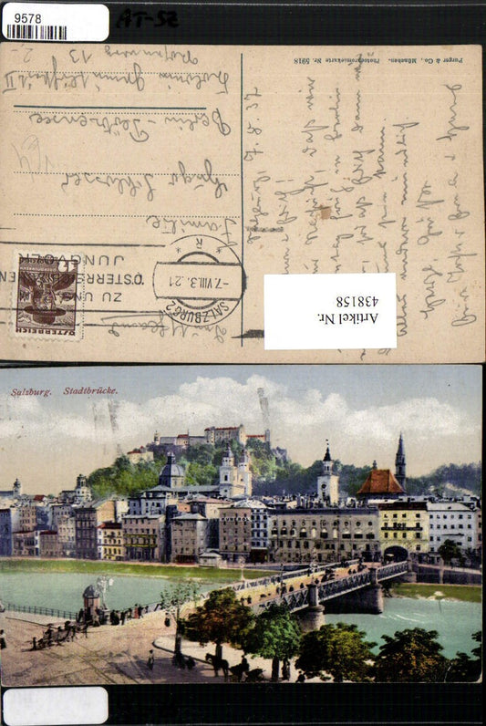 438158,Salzburg Teilansicht Stadtbrücke Brücke m. Festung pub Purger & Co 5918