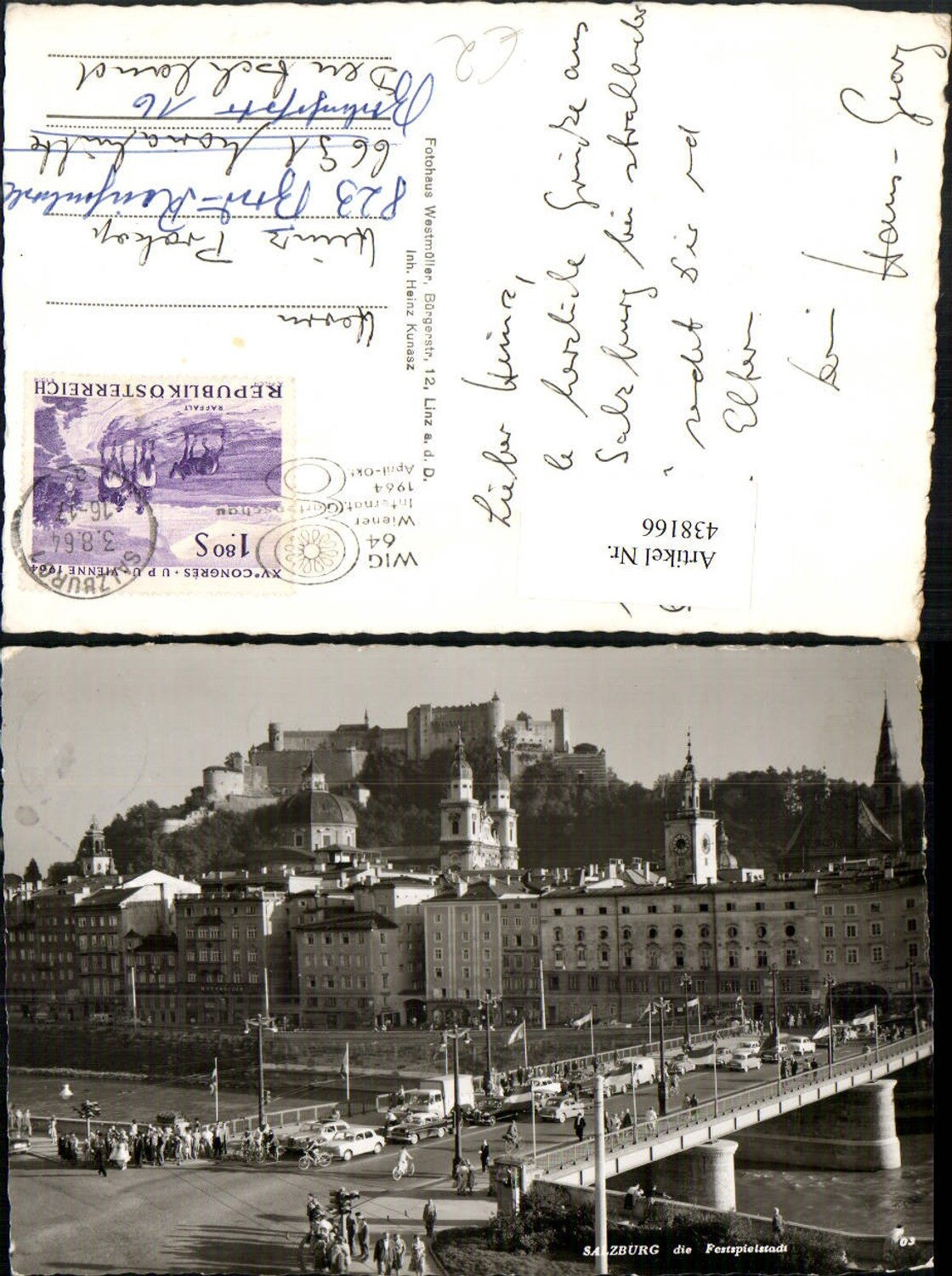 438166,Salzburg Teilansicht Brücke m. Festung