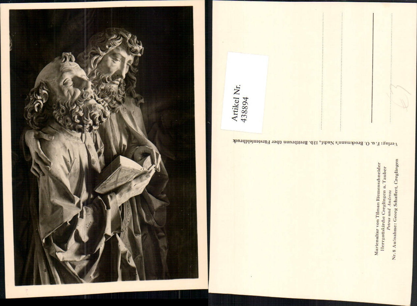 438894,Creglingen a. Tauber Hergottskirche Marienaltar Petrus u. Andreas Statue