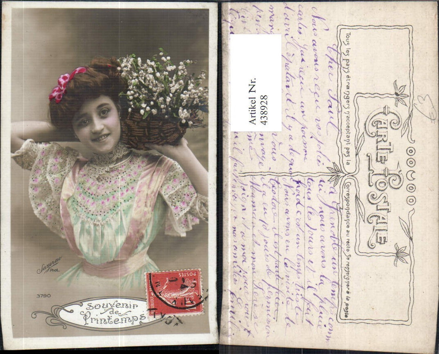 438928,Frau Haarschleife Korb m. Maiglöckchen Blumen