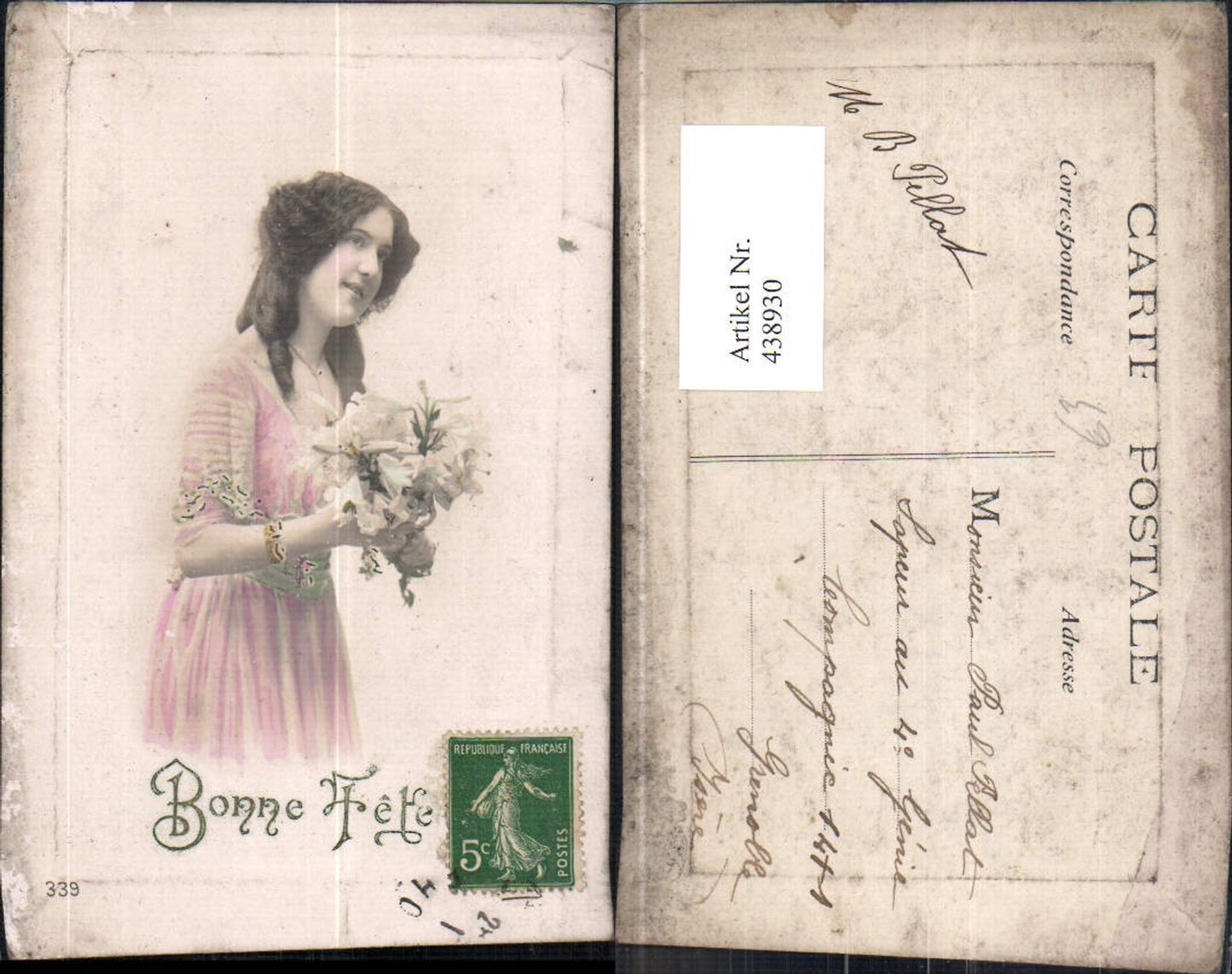 438930,Frau Lockenpracht Strauß m. Lilien Blumen Bonne Fete