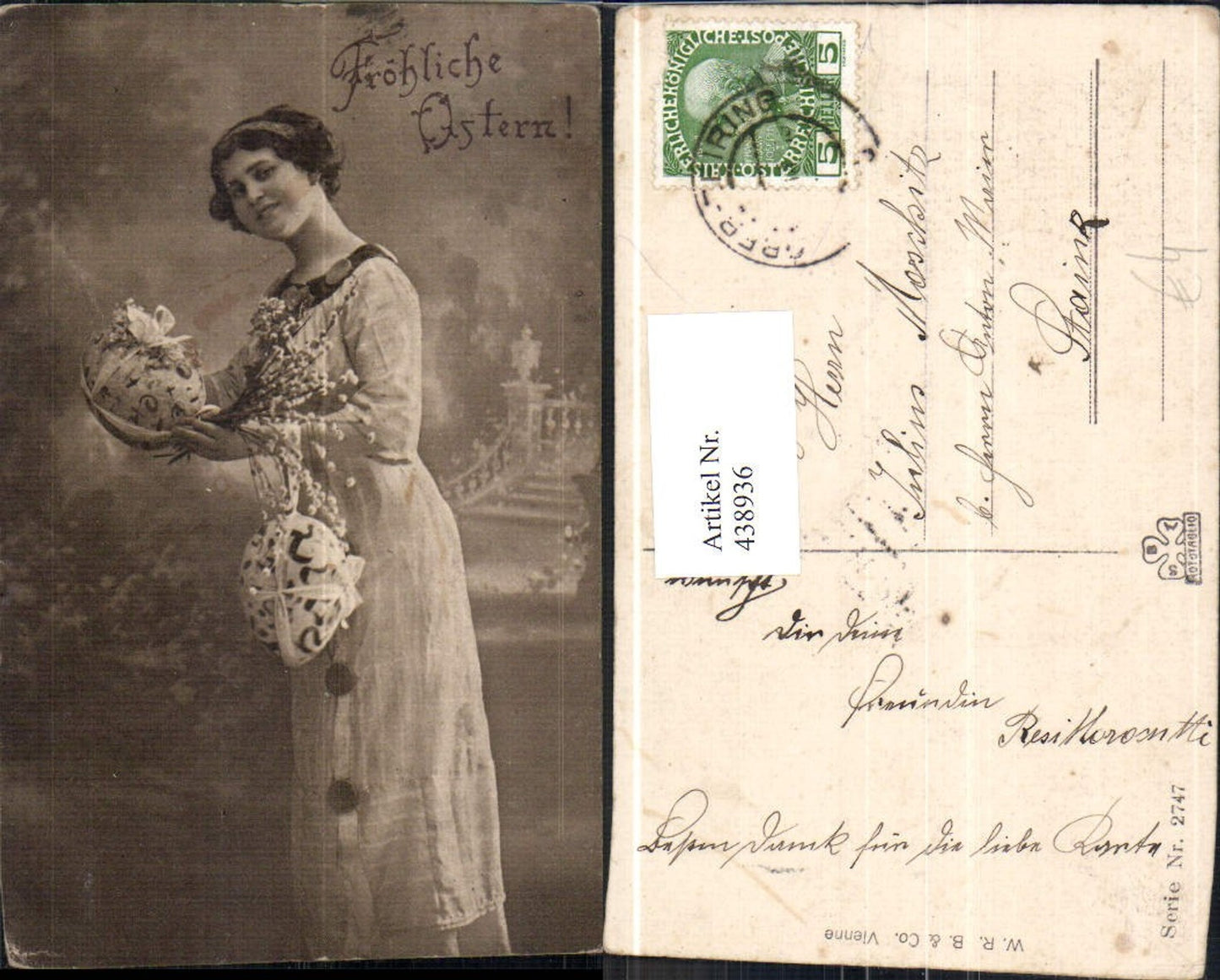 438936,Frau Kleid Haarschleife Osterei Ei Palmkätzchen Ostern