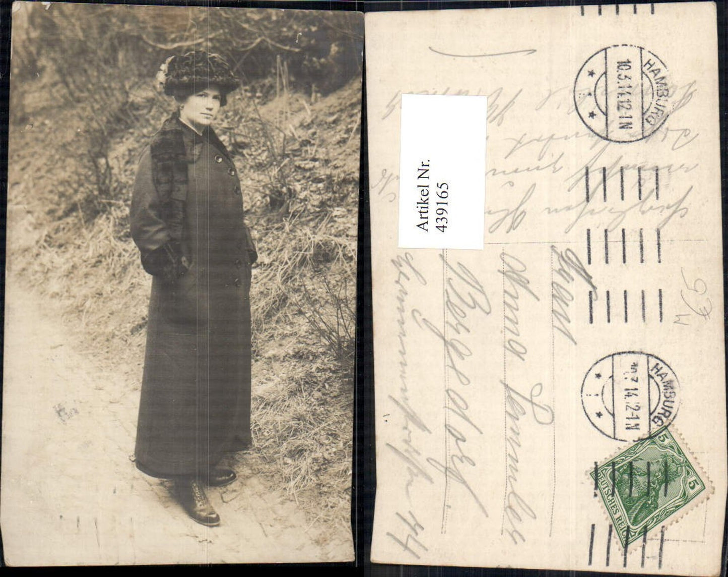 439165,Foto Ak Frau Hut Stola Mantel Pelzmode Pelz