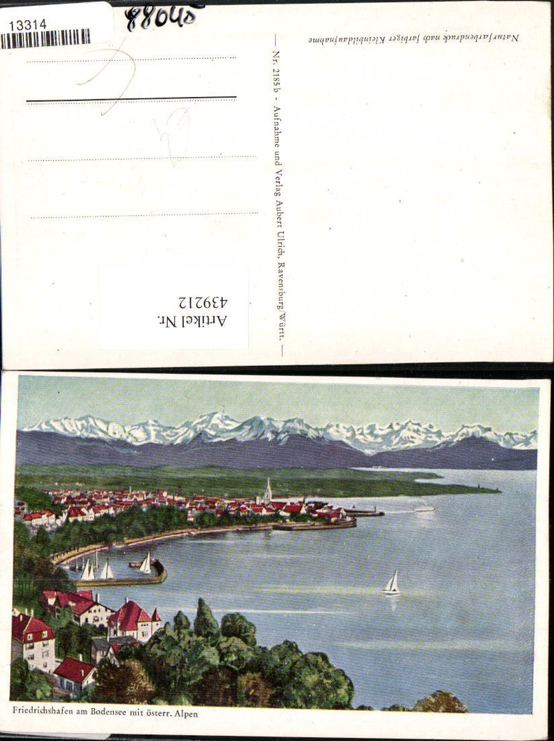 439212,Künstler AK Friedrichshafen am Bodensee Totale Bergkulisse