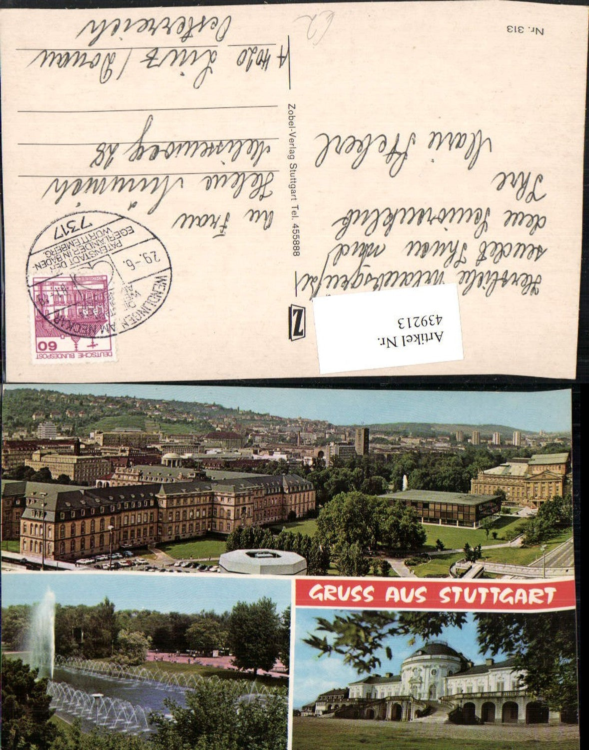 439213,Gruß aus Stuttgart Totale Schloss Wasserkunst Mehrbildkarte