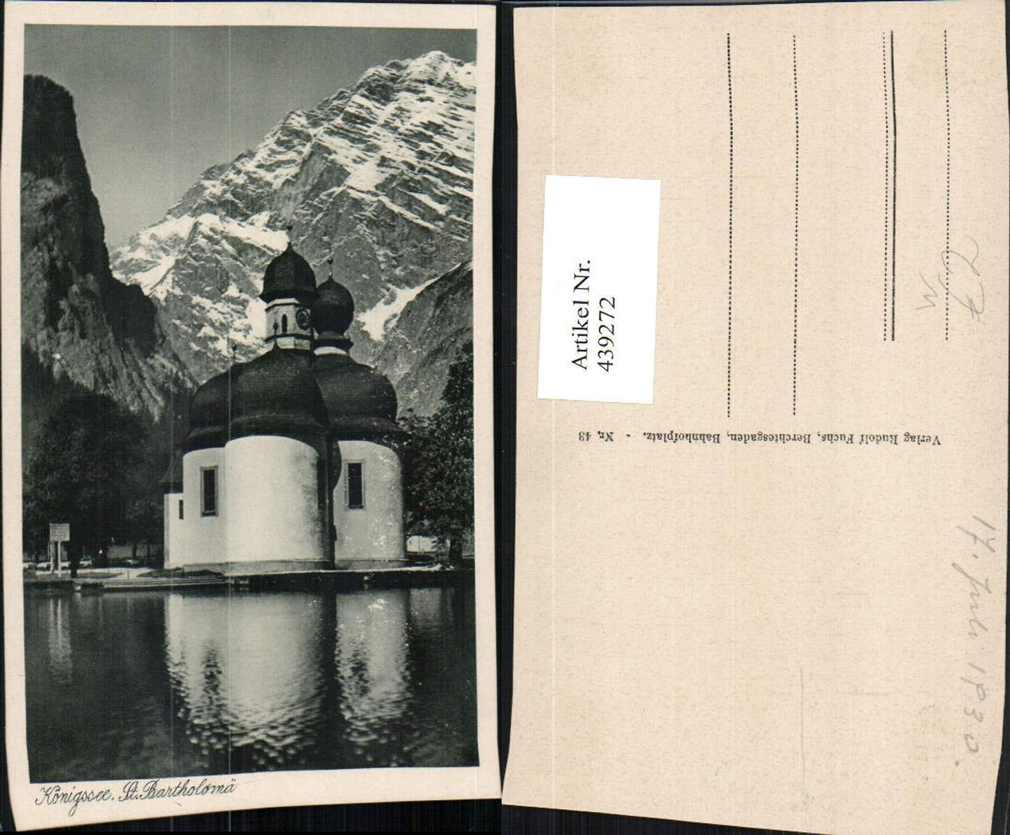 439272,Königssee See b. Schönau St. Bartholomä Kirche Bergkulisse