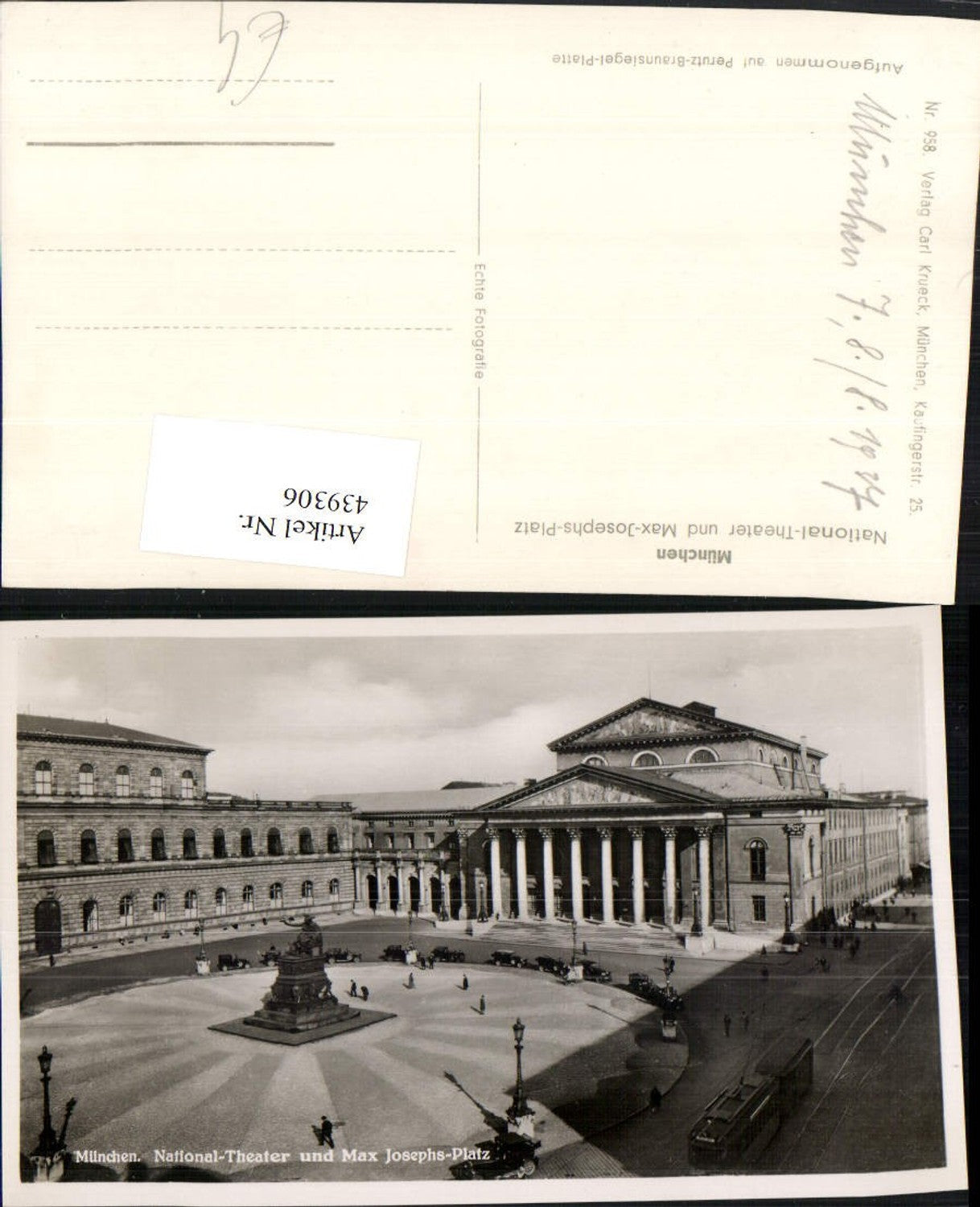 439306,München National-Theater u. Max-Josephs-Platz Denkmal Straßenbahn