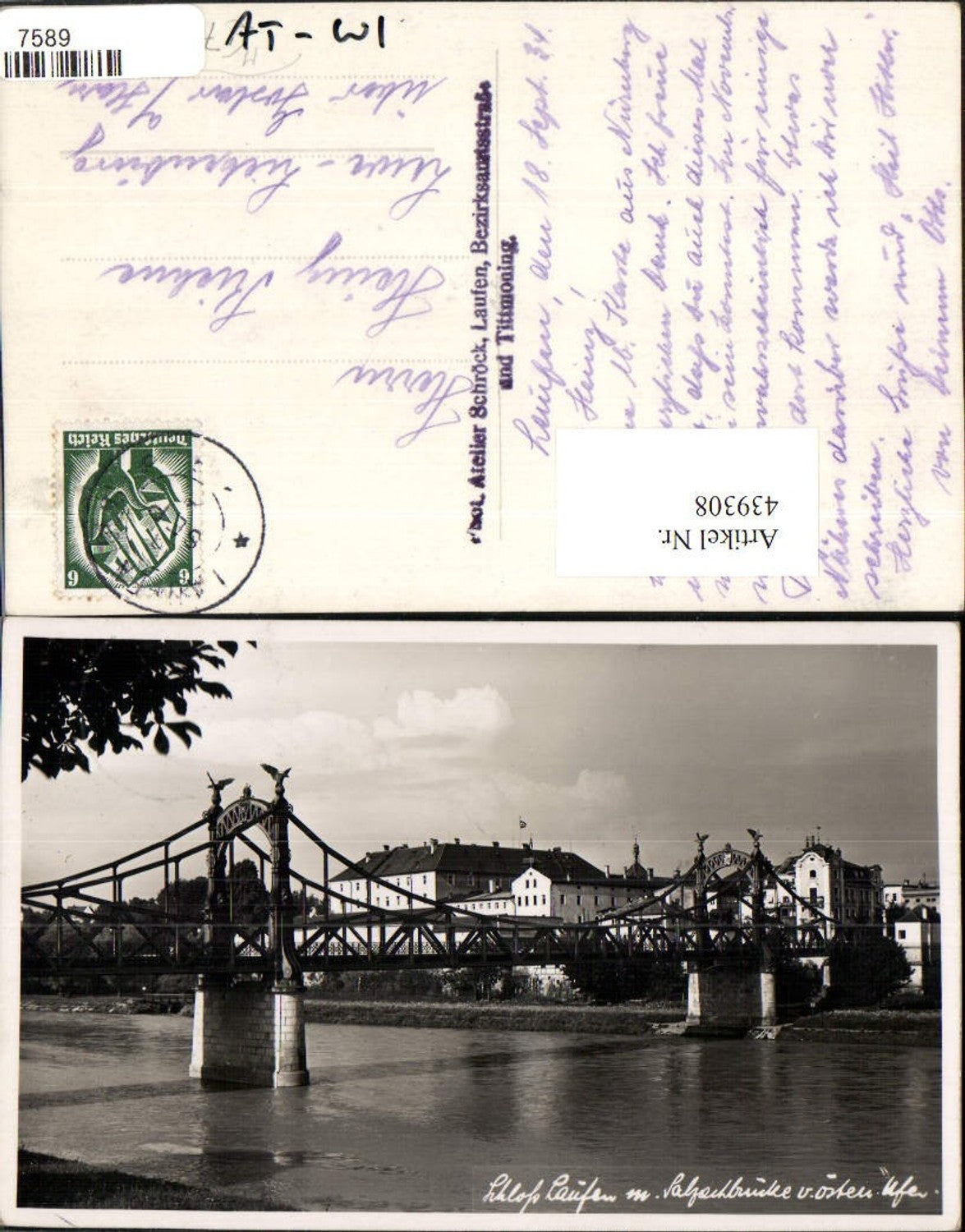 439308,Schloss Laufen m. Salzachbrücke Brücke