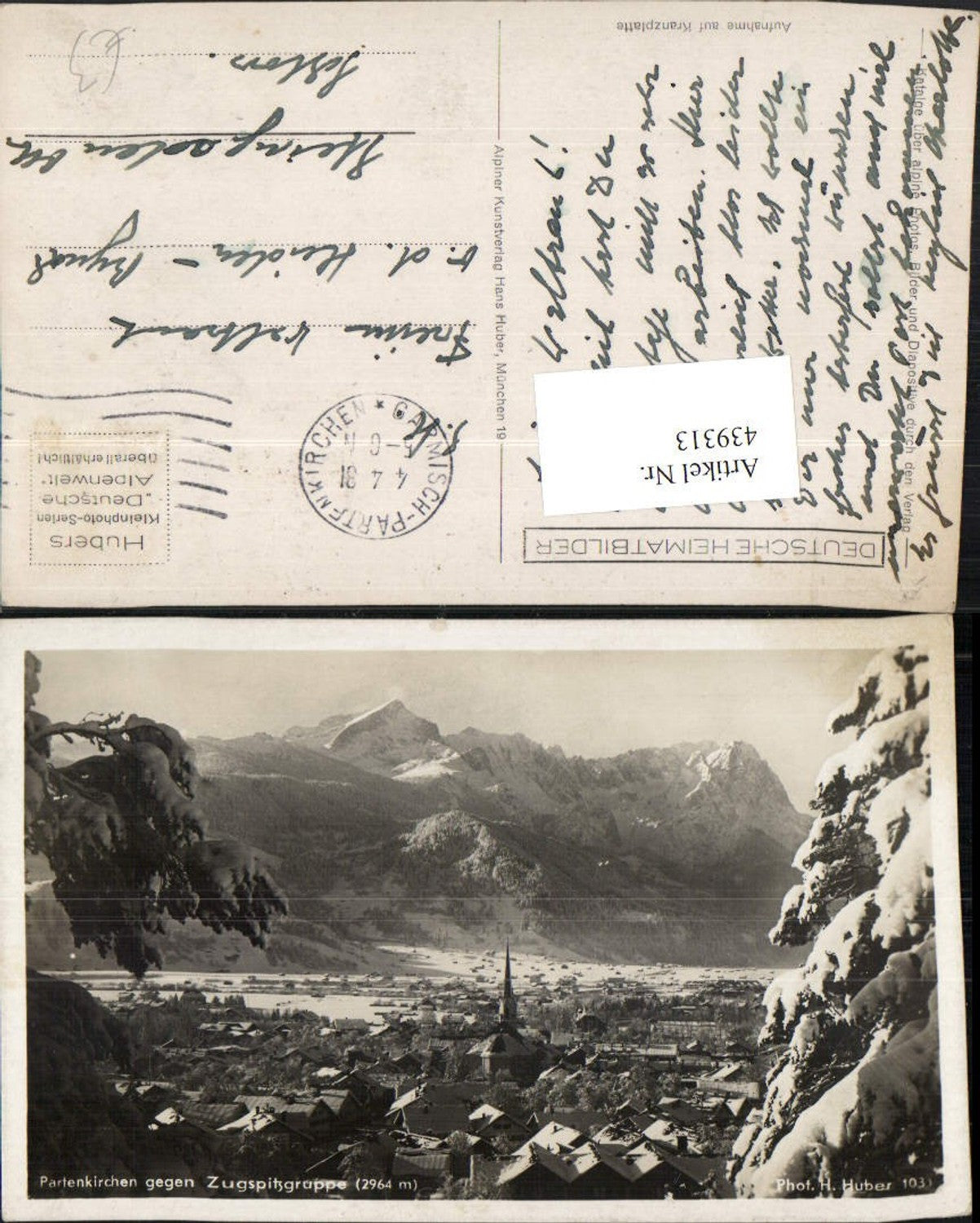 439313,Partenkirchen Totale geg. Zugspitzgruppe Bergkulisse Winterbild