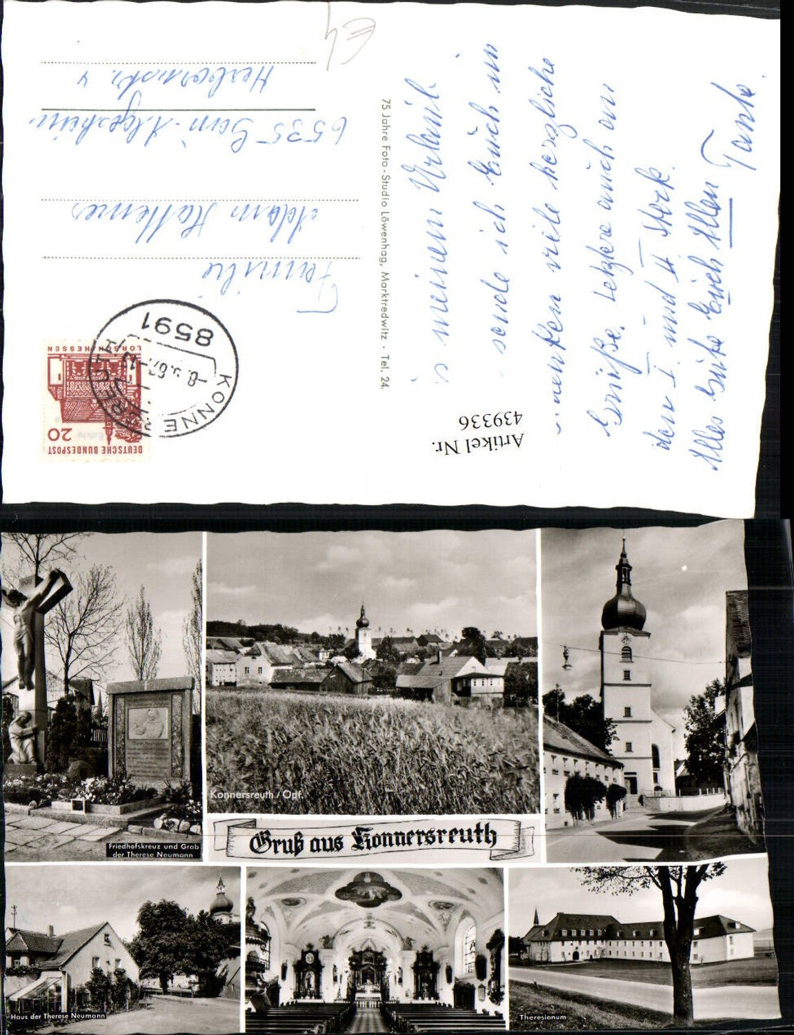 439336,Konnersreuth Totale Friedhofskreuz Grab Kirche Theresianum Mehrbildkarte