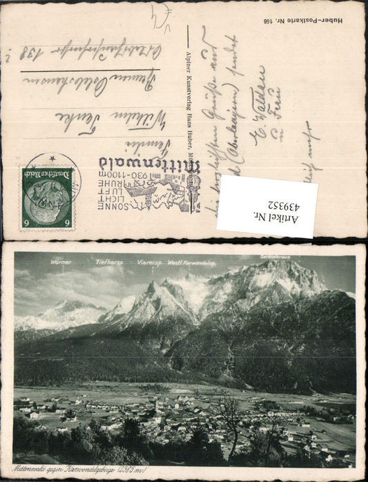 439352,Mittenwald Totale geg. Karwendel Bergkulisse pub Hans Huber 166