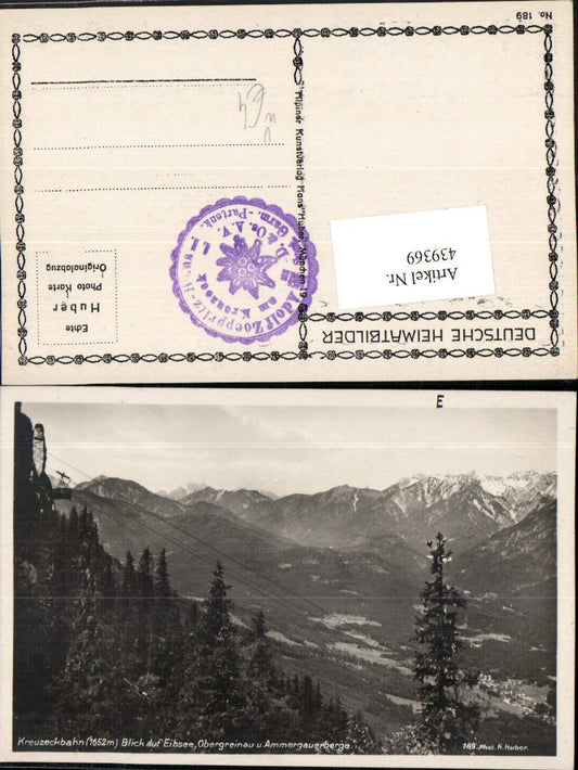 439369,Kreuzeckbahn Seilbahn m. Eibsee Obergrainau Bergkulisse pub H. Huber 189
