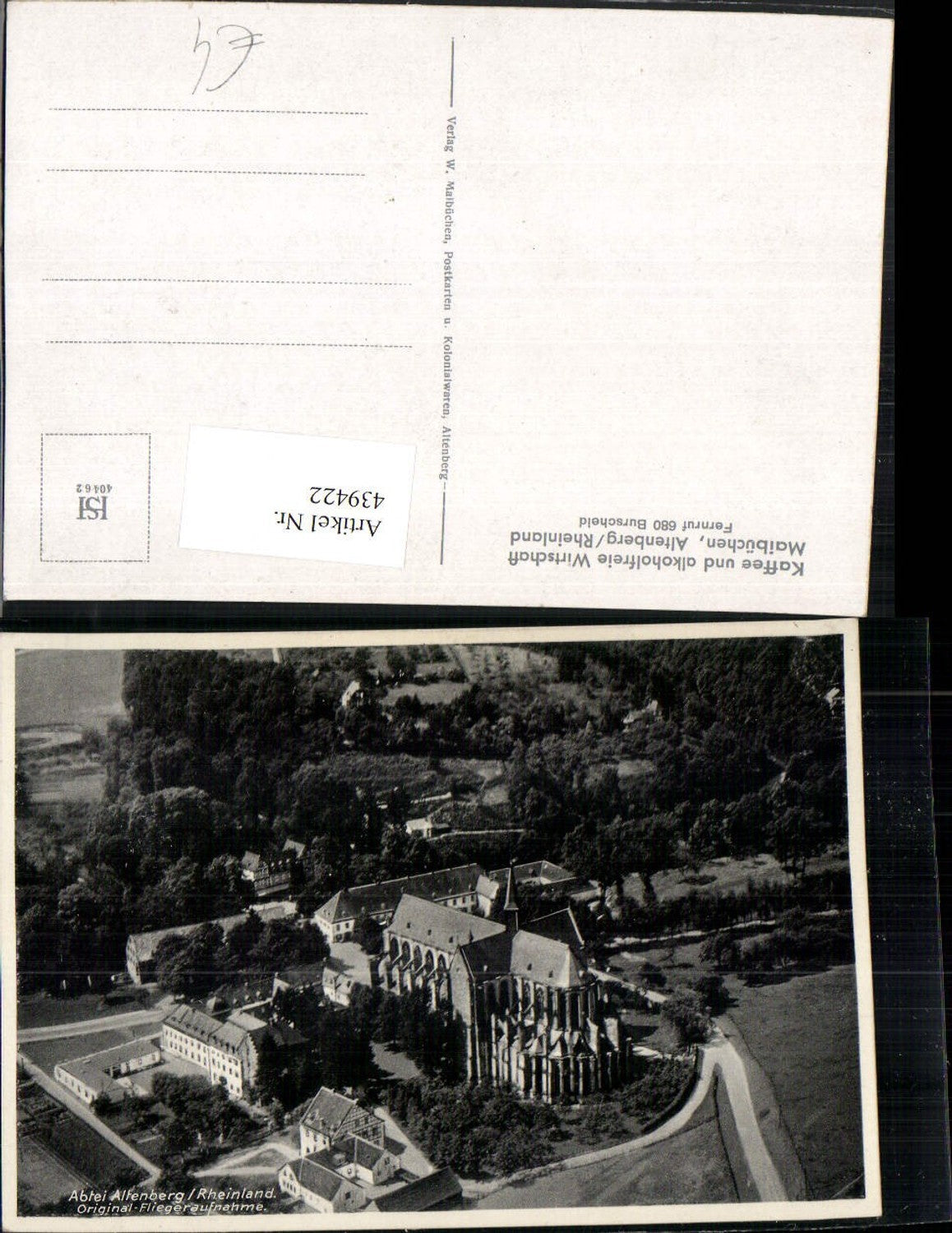 439422,Altenberg im Rheinland Abtei Totale Fliegeraufnahme
