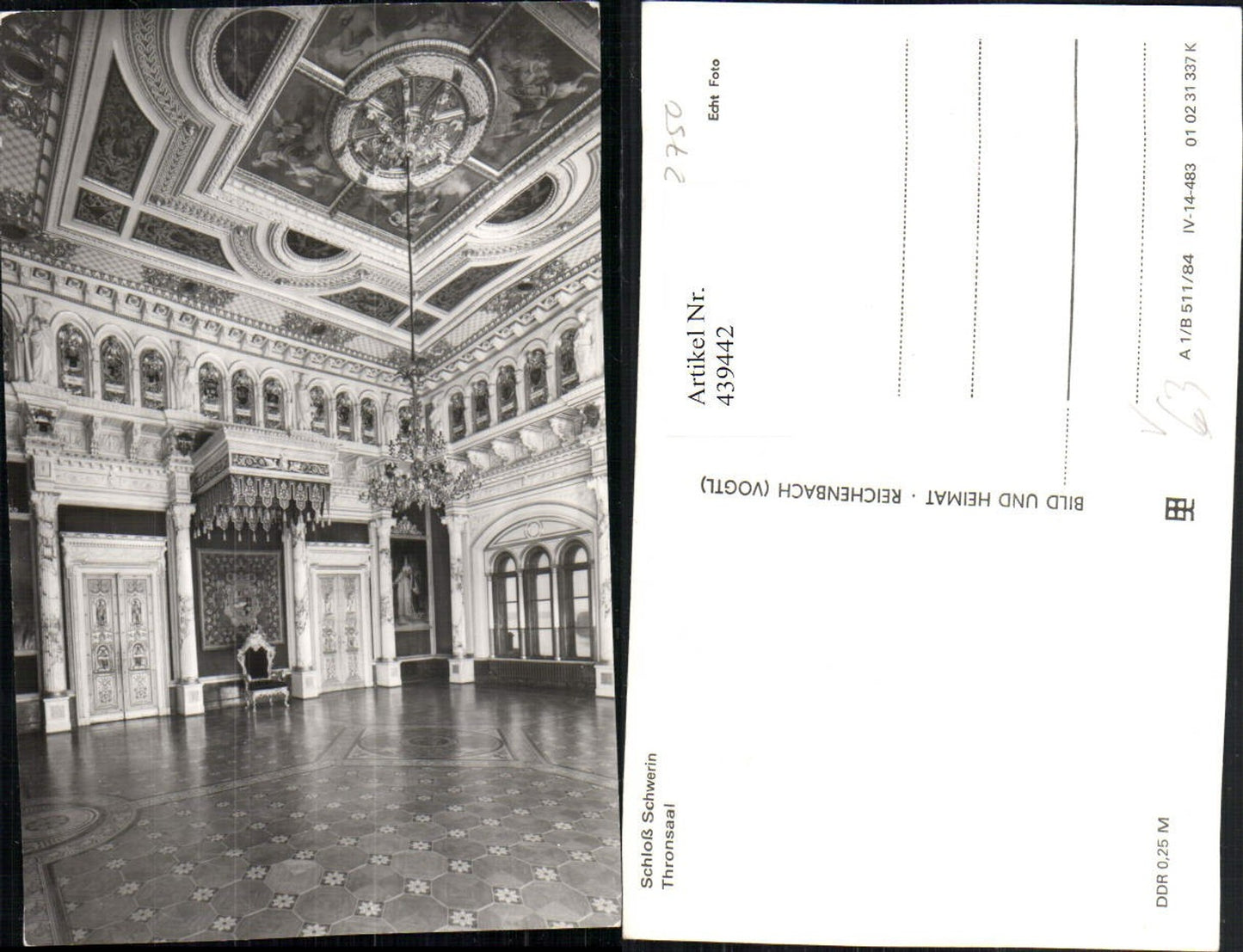 439442,Schwerin Schloss Thronsaal Innenansicht pub VEB