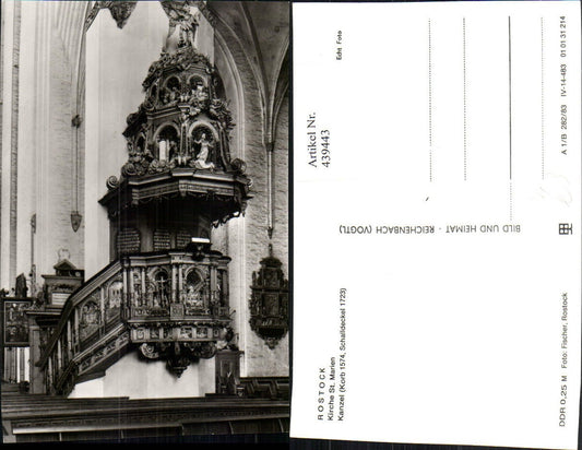 439443,Rostock Kirche St. Marien Innenansicht Kanzel pub VEB