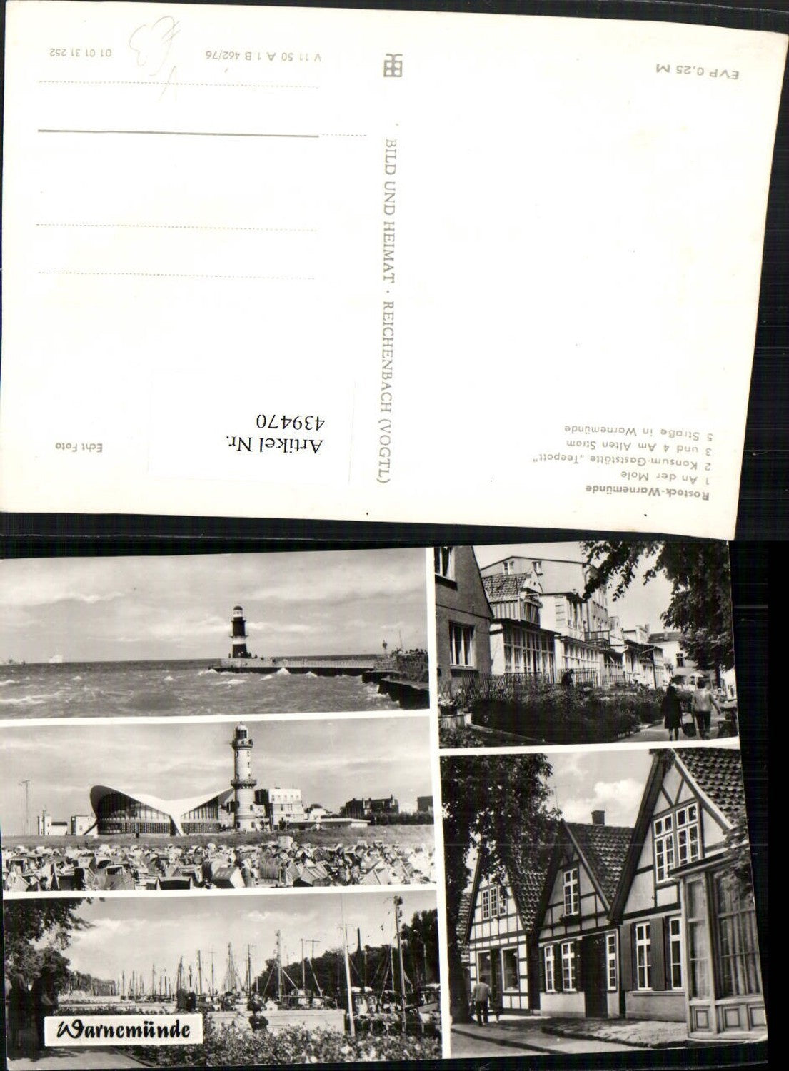 439470,Rostock Warnemünde Mole Gaststätte Leuchtturm Mehrbildkarte pub VEB