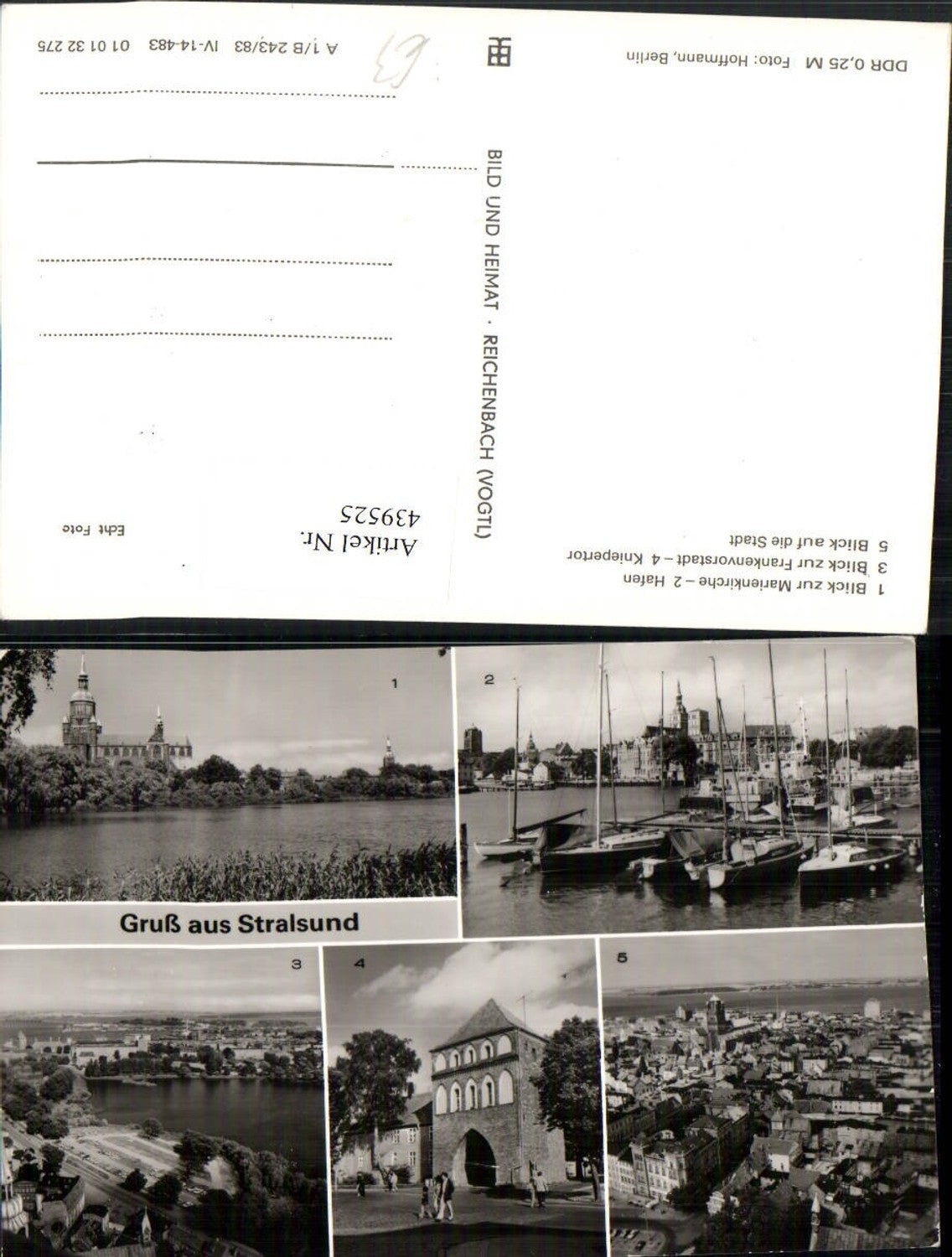 439525,Stralsund Totale Hafen Marienkirche Tor Mehrbildkarte pub VEB