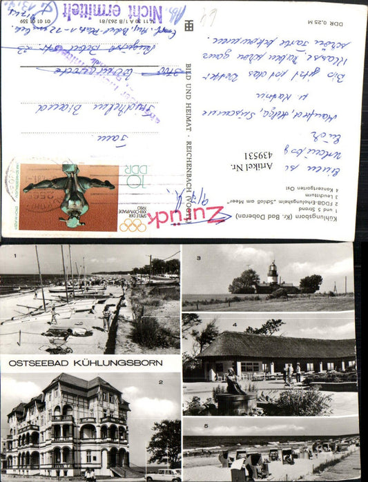 439531,Ostseebad Kühlungsborn Strand Erholungsheim Leuchtturm Mehrbildkarte pub VEB