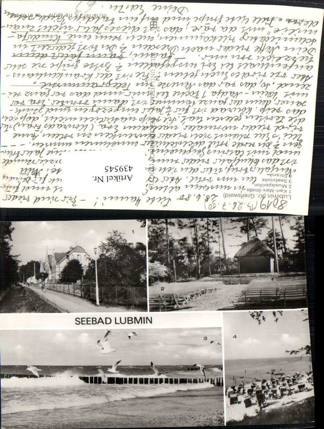 439545,Seebad Lubmin Strand Strandleben Musikpavillon Mehrbildkarte pub VEB