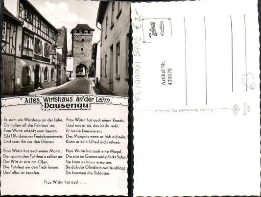 439578,Dausenau an d. Lahn Altes Wirtshaus Tor Text
