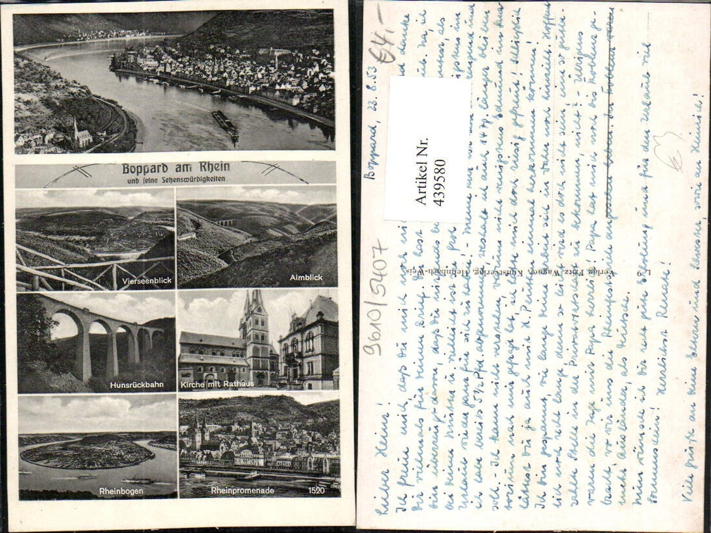 439580,Boppard am Rhein Totale Kirche Rathaus Brücke Mehrbildkarte