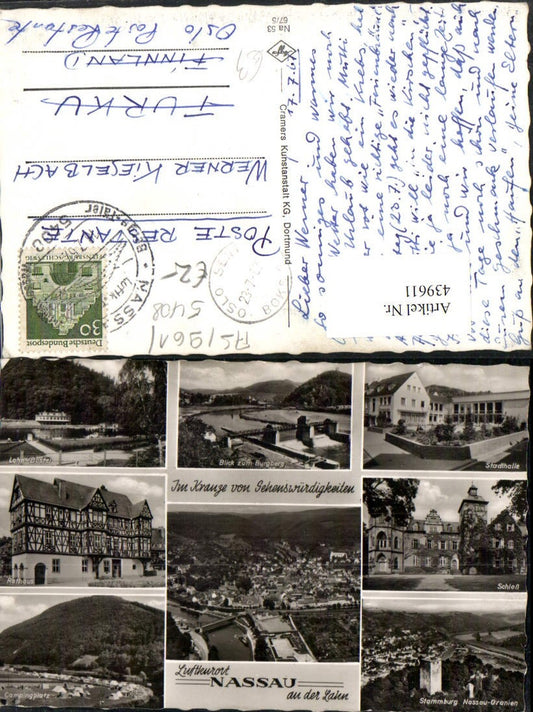 439611,Nassau an d. Lahn Totale Rathaus Schloss Stadthalle Mehrbildkarte