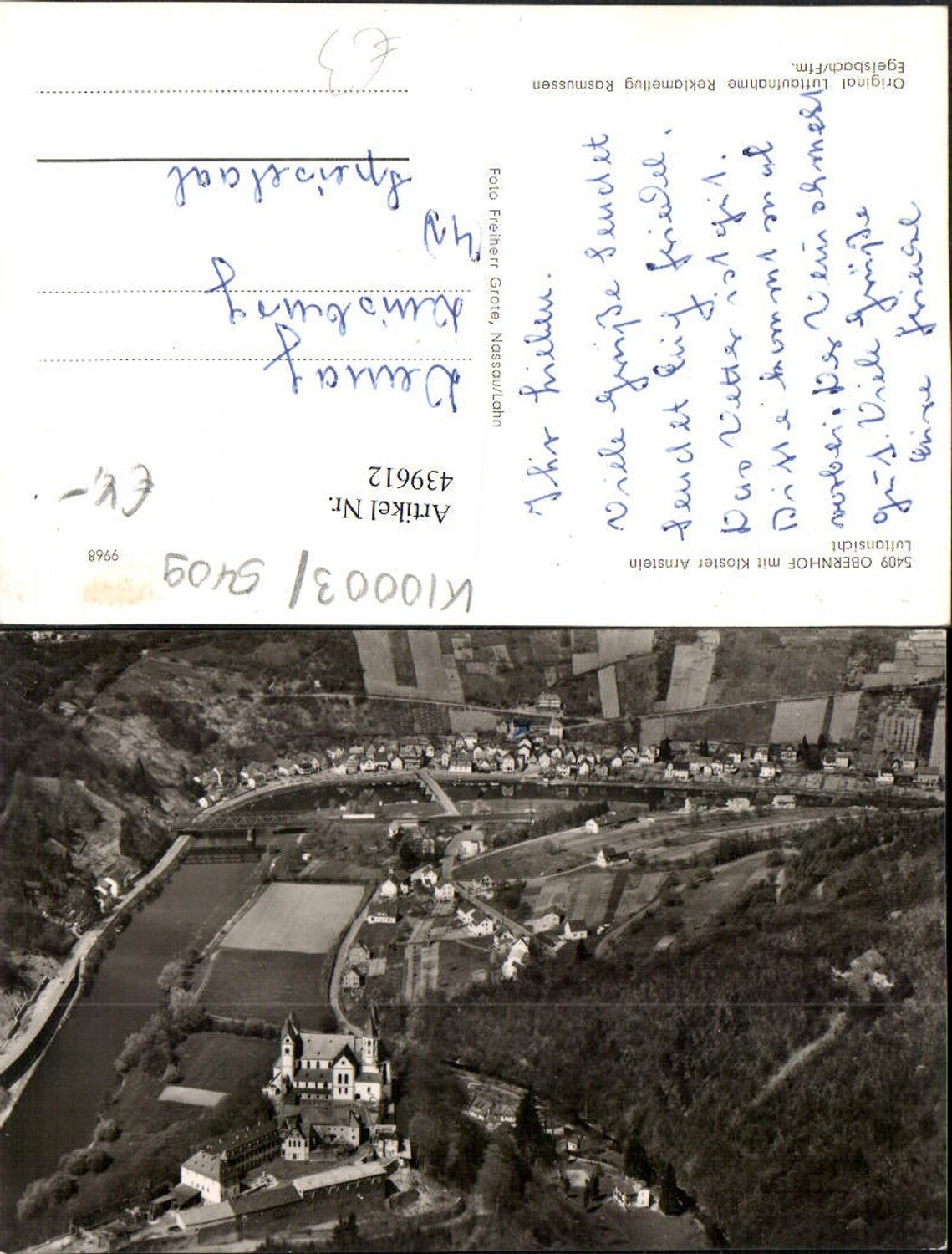 439612,Obernhof Totale m. Kloster Arnstein Fliegeraufnahme