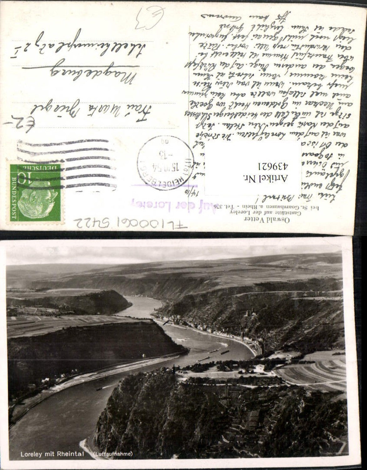 439621,Loreley m. Rheintal b. St. Goarshausen Fliegeraufnahme