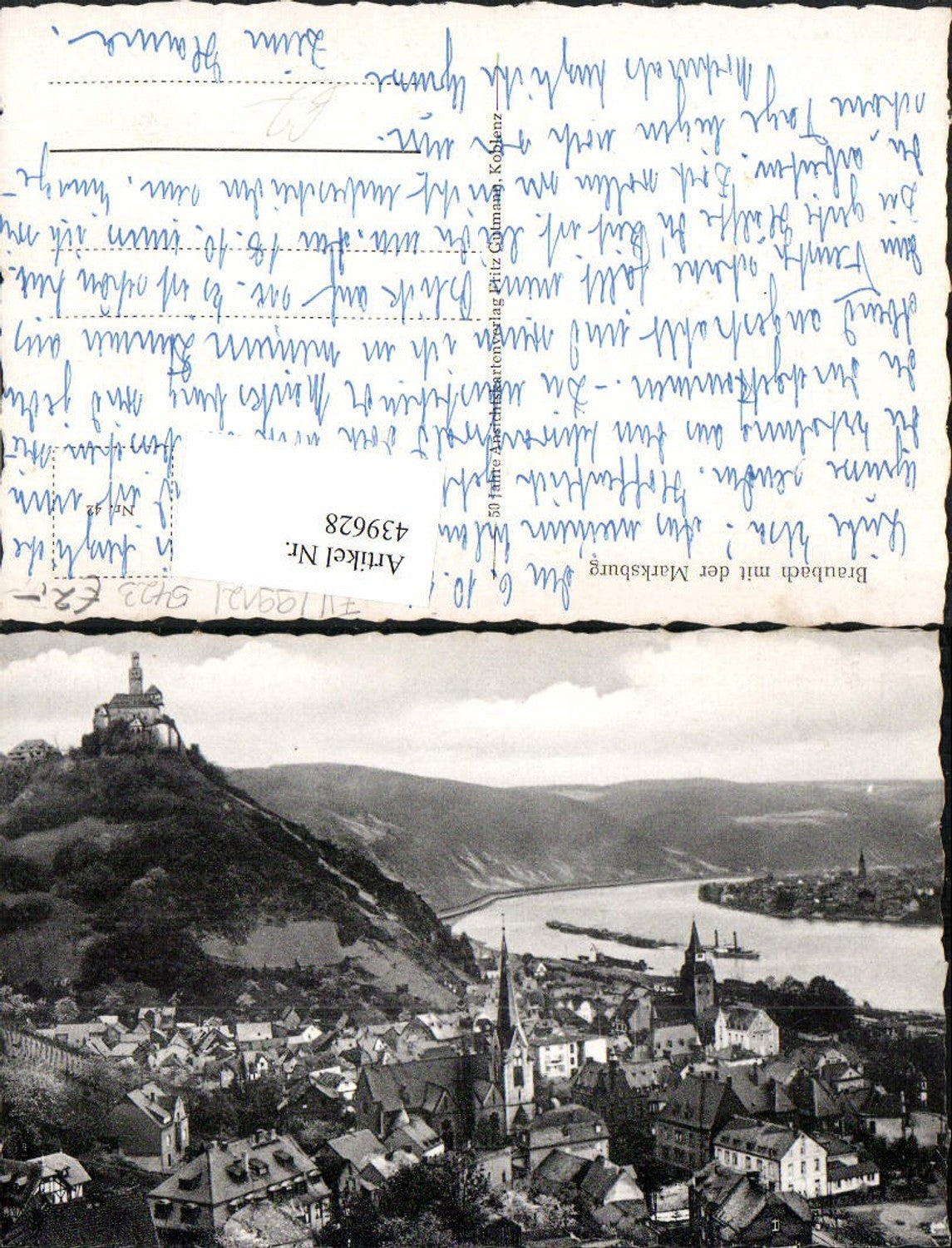 439628,Braubach am Rhein Totale m. Marksburg Burg