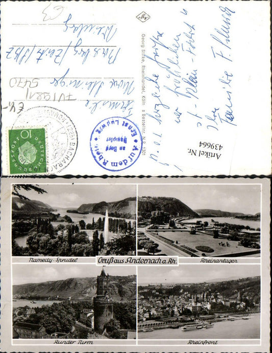 439664,Andernach am Rhein Totale Runder Turm Rheinanlagen Mehrbildkarte