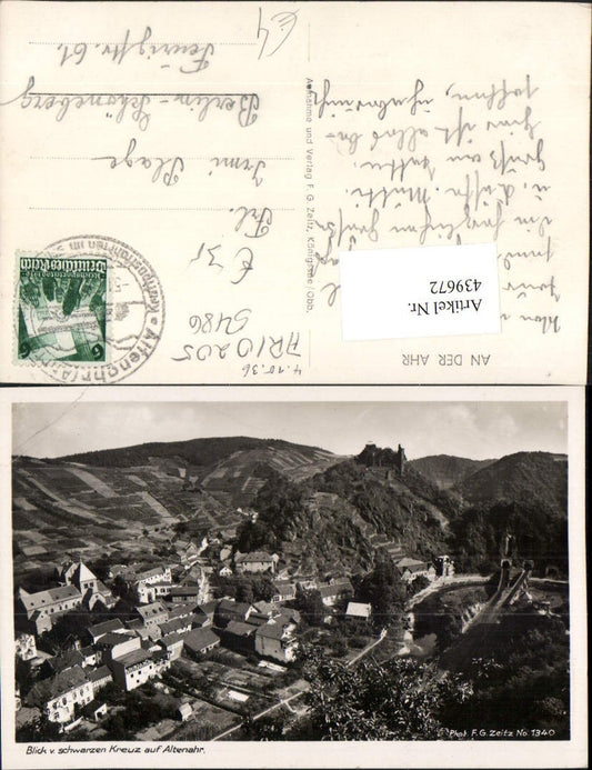 439672,Blick vom schwarzen Kreuz auf Altenahr Totale m. Burg