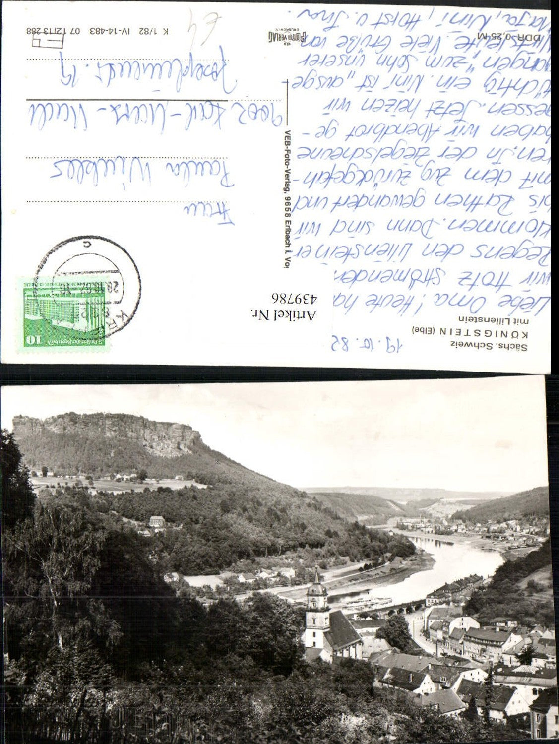 439786,Sächsische Schweiz Königstein an d. Elbe Totale m. Lilienstein