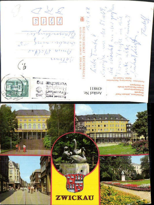 439811,Zwickau Pionierhaus Ringcafe Brunnen Mehrbildkarte pub VEB
