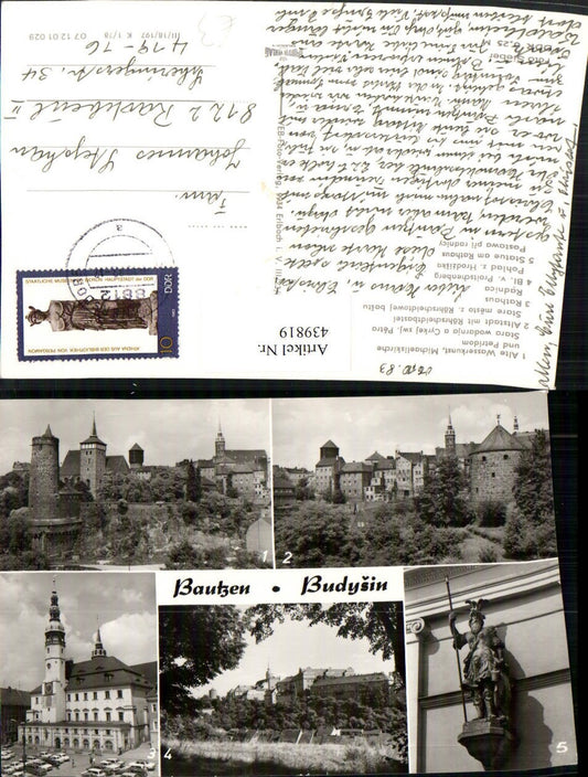 439819,Bautzen Teilansicht Rathaus Michaeliskirche Statue Mehrbildkarte