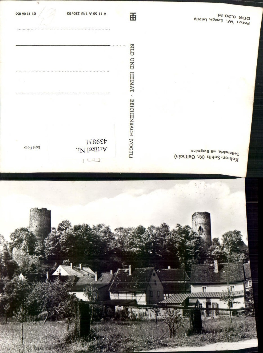 439831,Kohren-Sahlis Teilansicht m. Burgruine pub VEB