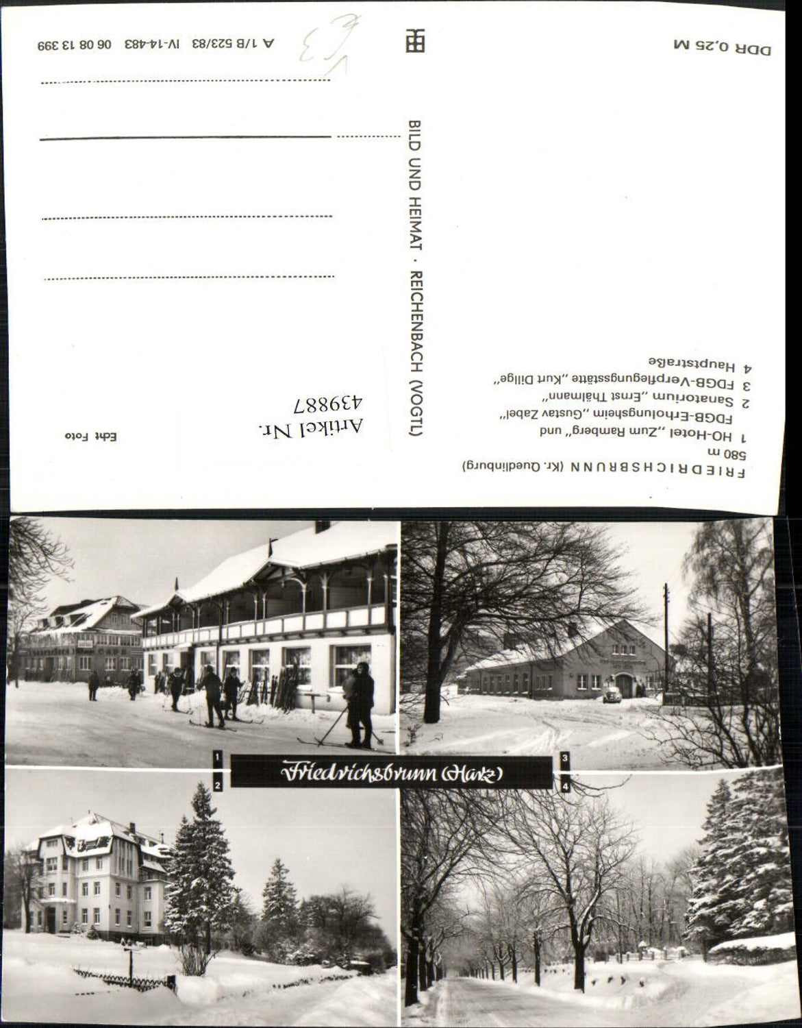 439887,Friedrichsbrunn im Harz Hotel Sanatorium Mehrbildkarte Winterbilder pub VEB